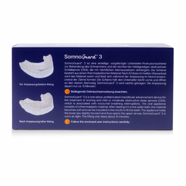 Tomed SomnoGuard® 3 new back packshot (mandibular advancement device)