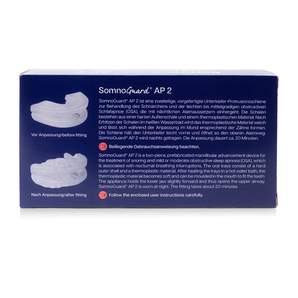 Tomed SomnoGuard® AP 2 new back packshot (mandibular advancement device)