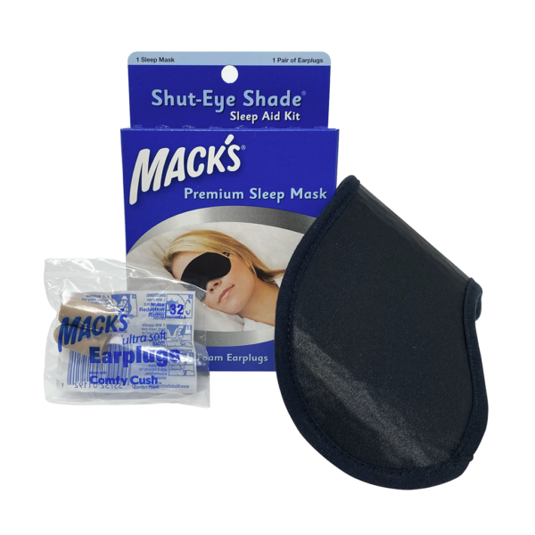 Mack's® Shut-Eye Shade Premium Travel Eye Mask & Ear Plugs Set