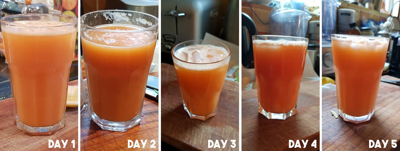 5 days of anti-snoring juice in glasses